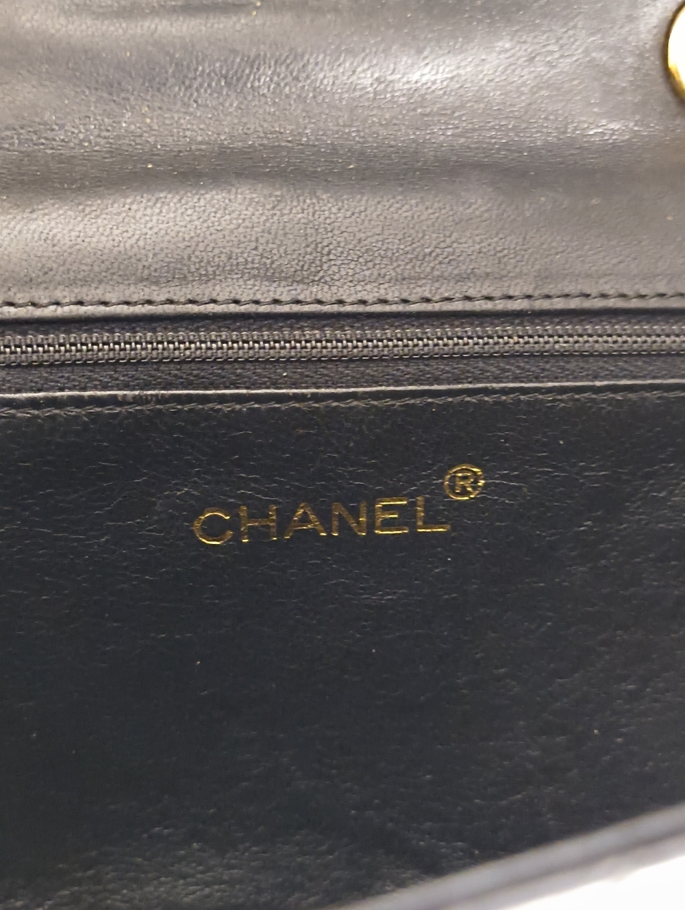 CHANEL Black Lambskin Quilted Flap Bag Tassel Chain W/ Sticker In Tact Vintage - Picture 13 of 14